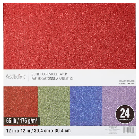 Glitter Primary 12" x 12" Cardstock Paper Pack by Recollections™, 24 Sheets